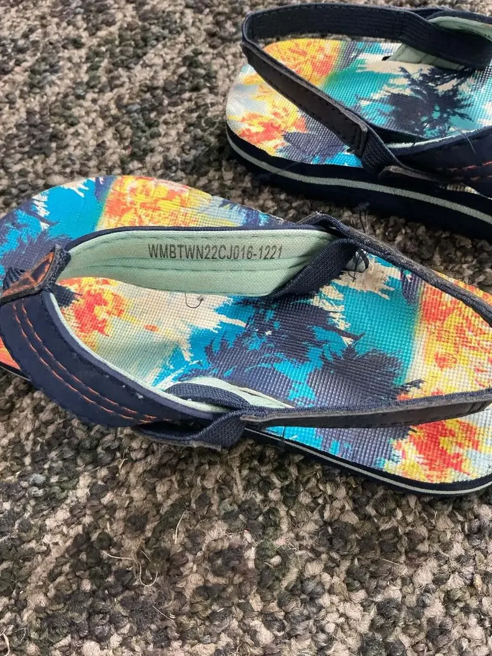 Wonder Nation Boys Palm Tree Print Flip Flop Sandals with Back Strap